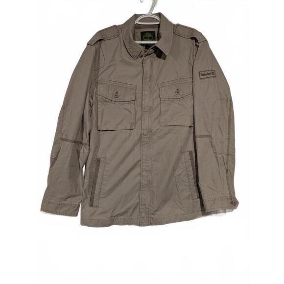 Timberland Lightweight Utility Jacket Tan Mens Medium 100% Cotton Polyester - Picture 1 of 12